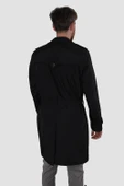 Erkek Uzun Kruvaze Trençkot Regular Fit 5030-SİYAH - 3