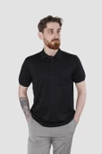 Erkek Polo Yaka Cepli Pamuklu Regular Fit Tişört 2448-SİYAH - 1