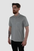 Erkek Polo Yaka Cepli Pamuklu Regular Fit Tişört 2448-Haki - 2