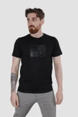 Erkek Bisiklet Yaka Bisiklet Baskılı Pamuklu Slim Fit Tişört 3107-SİYAH - 2