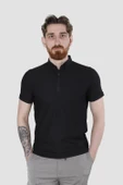 Erkek Gömlek Yaka Pamuklu Slim Fit Tişört 2562-Y-SİYAH - 2