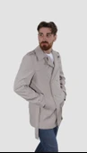 Erkek Kısa Kruvaze Trençkot Slim Fit 4030-TAŞ - 1