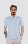 Erkek Polo Yaka Cepli Pamuklu Regular Fit Tişört 2448-MAVİ - 1