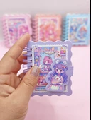 Candy Sevimli Kız Cırtlı Cep Boy Mini Not Defteri (7x8 cm) - Mor - 2