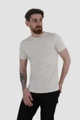 Erkek Bisiklet Yaka Bisiklet Baskılı Pamuklu Slim Fit Tişört 3107-AÇIK SARI - 1