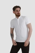 Erkek Gömlek Yaka Pamuklu Slim Fit Tişört 2562-Y-BEYAZ - 2