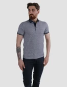 Erkek Polo Yaka Desenli Pamuklu Slim Fit Tişört 2976Y-LACİVERT thumbnail 1