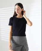 Kol Yaka El işi Çoban Dikiş detaylı Kadın Bluz T-shirt - 6