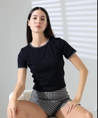 Kol Yaka El işi Çoban Dikiş detaylı Kadın Bluz T-shirt - 2