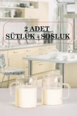 2 Adet 200 ml Kulplu Borosilikat Cam Sütlük Ve Sosluk - 1