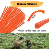 Hazır 28 cm Motorlu Tırpan Kare Misinası 4 mm 90 Adet Çim Ot Biçme Teli Extra Güçlü Profesyonel - 1