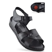 132 Tam Ortopedik Topuk Jelli HAKİKİ DERİ Kadın Sandalet Deri Sandalet - 1