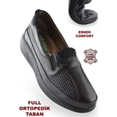 301 TAM ORTOPEDİK Taban Günlük Siyah Hakiki Deri Kadın Ayakkabı Anne Ayakkabı - 1
