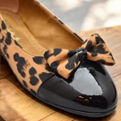 0892 Rahat Taban Günlük Kadın Babet Ayakkabı Nişan Düğün Abiye Leopar Desen Kadın Ayakkabı - 4