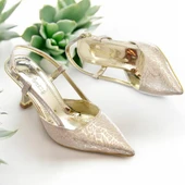 9826 Kadın Topuklu Ayakkabı 8 cm Abiye Düğün Nişan Kına Gecesi Ayakkabısı - 1