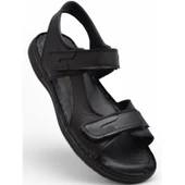 088 Topuk Jelli Tam Ortopedik Taban Hakiki Deri Erkek Sandalet Cırtlı Sandalet - 6