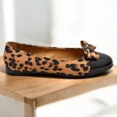 0892 Rahat Taban Günlük Kadın Babet Ayakkabı Nişan Düğün Abiye Leopar Desen Kadın Ayakkabı - 3