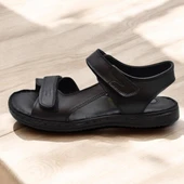 088 Topuk Jelli Tam Ortopedik Taban Hakiki Deri Erkek Sandalet Cırtlı Sandalet - 10