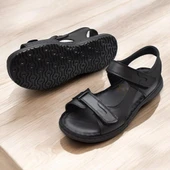 088 Topuk Jelli Tam Ortopedik Taban Hakiki Deri Erkek Sandalet Cırtlı Sandalet - 8