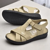 203 TAM ORTOPEDİK Hakiki Deri Kadın Sandalet Topuk Jel Taban Kadın Deri Sandalet thumbnail 9