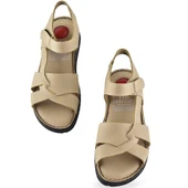 132 Tam Ortopedik Topuk Jelli HAKİKİ DERİ Kadın Sandalet Deri Sandalet - 7