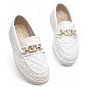 399 Rahat Taban Günlük Kadın Ayakkabı Kadın Laofer Ayakkabı Baklava Desenli thumbnail 12