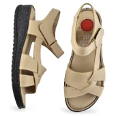 132 Tam Ortopedik Topuk Jelli HAKİKİ DERİ Kadın Sandalet Deri Sandalet - 11