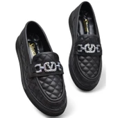 399 Rahat Taban Günlük Kadın Ayakkabı Kadın Laofer Ayakkabı Baklava Desenli thumbnail 1