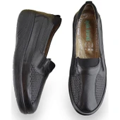 301 TAM ORTOPEDİK Taban Günlük Siyah Hakiki Deri Kadın Ayakkabı Anne Ayakkabı - 2