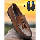 TAB3298 Esnek Rahat Taban Lacivert Hakiki Deri Erkek Ayakkabı Yazlık Casual Laofer Erkek Tımbırlent Ayakkabı - 1