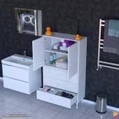 Modilayn İLKİM 75 x 138 x 32,5 cm' lik Kapak İçi Çift Raflı ve 3 Çekmeceli Düzen Harikası Dolap - 1