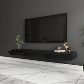 Avalon Duvara Monte TV Sehpası – 140 cm, Modern Minimal Tasarım, Ahşap Siyah TV Ünitesi - 3