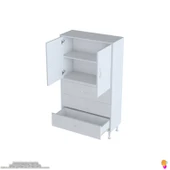 Modilayn İLKİM 80 x 138 x 32,5 cm' lik Kapak İçi Çift Raflı ve 3 Çekmeceli Düzen Harikası Dolap - 7