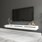 Avalon Duvara Monte TV Sehpası – 140 cm, Modern Minimal Tasarım,Beyaz TV Ünitesi - 3