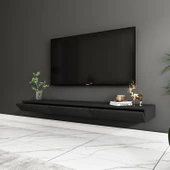 Avalon Duvara Monte TV Sehpası – 140 cm, Modern Minimal Tasarım, Ahşap Siyah TV Ünitesi - 10