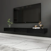 Avalon Duvara Monte TV Sehpası – 140 cm, Modern Minimal Tasarım, Ahşap Siyah TV Ünitesi - 4