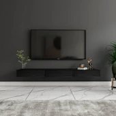 Avalon Duvara Monte TV Sehpası – 140 cm, Modern Minimal Tasarım, Ahşap Siyah TV Ünitesi - 2