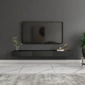 Avalon Duvara Monte TV Sehpası – 140 cm, Modern Minimal Tasarım, Ahşap Siyah TV Ünitesi - 1