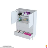 Modilayn İLKİM 95 x 138 x 32,5 cm' lik Kapak İçi Çift Raflı ve 3 Çekmeceli Düzen Harikası Dolap thumbnail 5