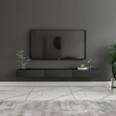 Avalon Duvara Monte TV Sehpası – 140 cm, Modern Minimal Tasarım, Ahşap Siyah TV Ünitesi - 9