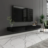 Avalon Duvara Monte TV Sehpası – 140 cm, Modern Minimal Tasarım, Ahşap Siyah TV Ünitesi - 1