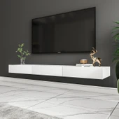 Avalon Duvara Monte TV Sehpası – 140 cm, Modern Minimal Tasarım,Beyaz TV Ünitesi - 4