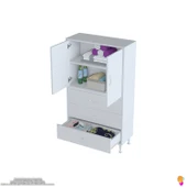 Modilayn İLKİM 75 x 138 x 32,5 cm' lik Kapak İçi Çift Raflı ve 3 Çekmeceli Düzen Harikası Dolap - 5