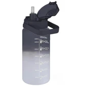 Vagonlife Siyah - Beyaz 1500ML Pipetli/Pipetsiz Kullanım Motivasyon Matarası - 2