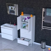 Modilayn İLKİM 55 x 138 x 32,5 cm' lik Kapak İçi Çift Raflı ve 3 Çekmeceli Düzen Harikası Dolap - 1
