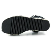 Erkan Saçmacı Siyah Kristal Taşlı İncili Sim Nakışlı Tokalı Zikzak Örgü Jüt Dolgu Topuklu Sandalet - 5