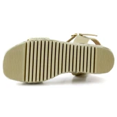 Erkan Saçmacı Bej Kristal Taşlı İncili Sim Nakışlı Tokalı Zikzak Örgü Jüt Dolgu Topuklu Sandalet - 5