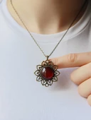 Doğal Taş Akik Doğal Taşlı Otantik Kadın Kolye 45 Cm Zincirli euk19a2 thumbnail 1