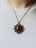 Doğal Taş Akik Doğal Taşlı Otantik Kadın Kolye 45 Cm Zincirli euk19a2 thumbnail 2