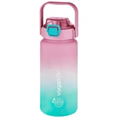 Vagonlife Pembe - Turkuaz 1500ML Pipetli/Pipetsiz Kullanım Motivasyon Matarası - 1